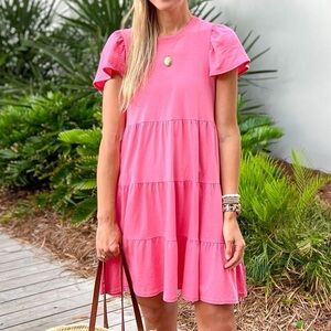 J. Crew Pink Knit Broken-In Jersey Tiered Mini Dress Sun Dress Women’s XS